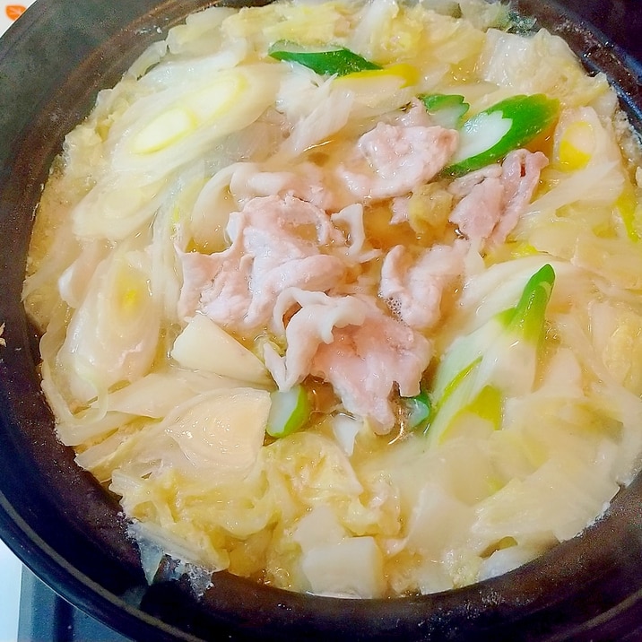 豚肉、白菜、下仁田ネギのシンプル鍋
